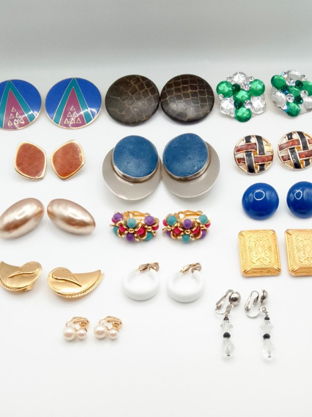 Vintage Clip On Earring Lot of 14 Pairs Laurel Burch Audrey Schenk Bergere Avon